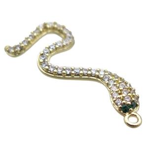 copper snake pendant paved zircon, gold plated, approx 10-30mm