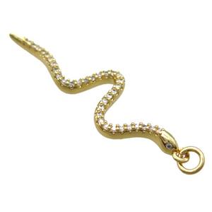 copper snake pendant paved zircon, gold plated, approx 10-37mm