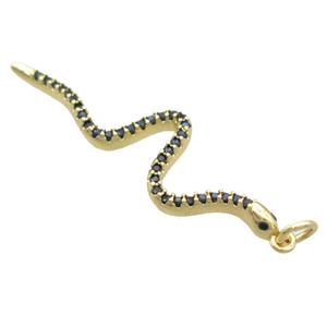 copper snake pendant paved zircon, gold plated, approx 10-37mm