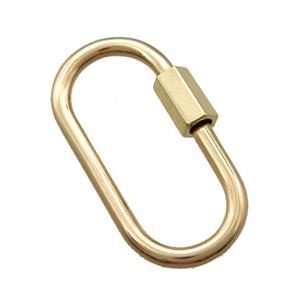 copper carabiner lock pendant, screw, gold plated, approx 13-25mm