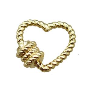 copper heart carabiner lock pendant, screw, gold plated, approx 16-18mm