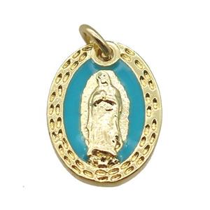 copper oval pendant, Virgin Mary, gold plated, approx 11-14.5mm