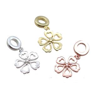 copper clover pendant, mixed color, approx 13mm, 8mm dia