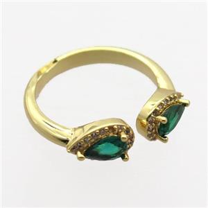 copper Rings pave zircon, gold plated, approx 4-6mm, 17mm dia