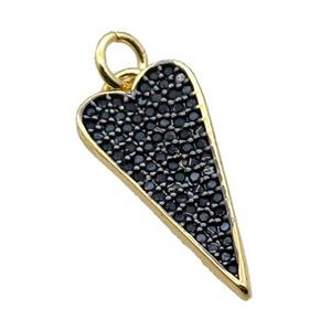 copper dart pendant pave zircon, gold plated, approx 7-15mm