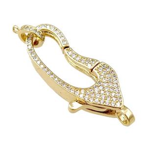 copper Carabiner Clasp paved zircon, gold plated, approx 16-35mm