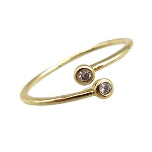 copper Rings paved zircon, adjustable, gold plated, approx 20mm dia