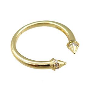 copper Rings paved zircon, adjustable, gold plated, approx 20mm dia