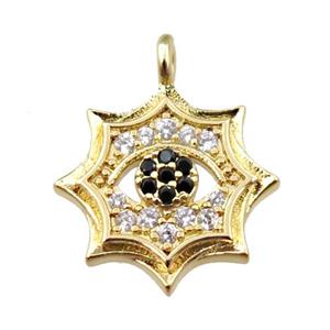 copper cobweb pendant pave zircon, gold plated, approx 14mm