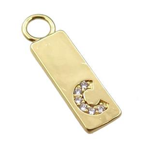 copper rectangle pendant pave zircon, gold plated, approx 7-20mm