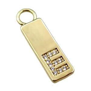 copper rectangle pendant pave zircon, gold plated, approx 7-20mm