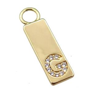 copper rectangle pendant pave zircon, gold plated, approx 7-20mm