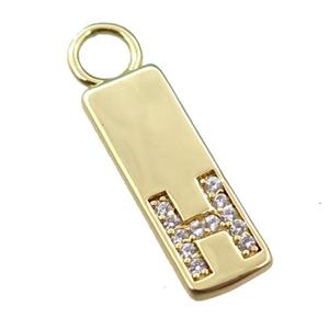 copper rectangle pendant pave zircon, gold plated, approx 7-20mm