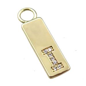 copper rectangle pendant pave zircon, gold plated, approx 7-20mm