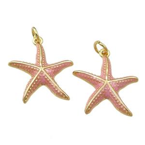 copper starfish pendant with enameled, gold plated, approx 20mm