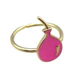 copper rings with pink enameling ballon, gold plated, approx 10-17mm, 20mm dia