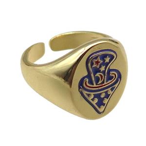 adjustable copper rings, enameling, gold plated, approx 17mm, 18mm dia