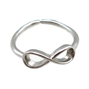 adjustable copper ring with infinity, platinum plated, approx 18mm dia