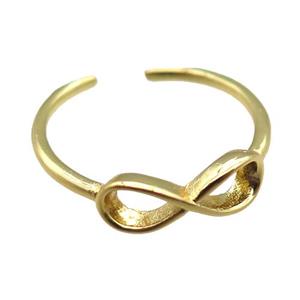 adjustable copper ring with infinity, gold plated, approx 18mm dia