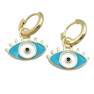 copper Hoop Earring with Enamel Eye, gold plated, approx 11-19mm, 13mm dia