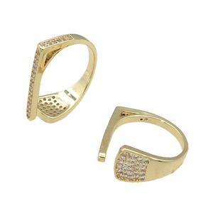 copper Rings paved zircon, gold plated, approx 9mm, 22mm, 18mm dia