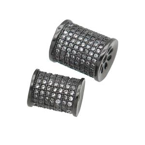 copper tube beads paved zircon, black plated, approx 8-10mm