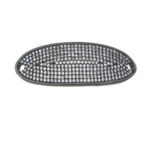 copper oval connector pave zircon, black plated, approx 18-40mm