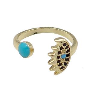 copper Ring pave zircon gold plated, approx 12mm, 18mm dia