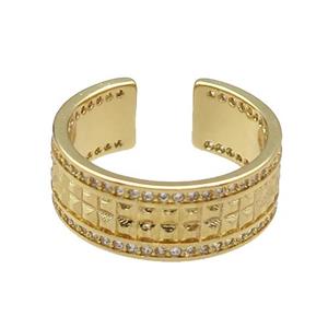 copper Ring pave zircon gold plated, approx 8mm, 18mm dia