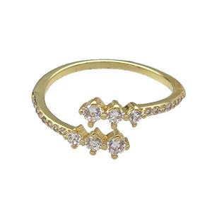 copper Ring pave zircon gold plated, approx 8mm, 18mm dia