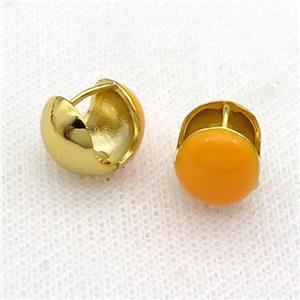 Copper Latchback Earring Orange Enamel Gold Plated, approx 12mm