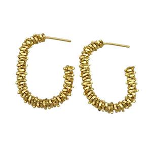 Copper Stud Earring Gold Plated, approx 4.5mm, 23-33mm