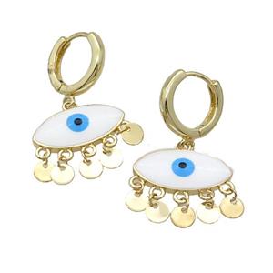 Copper Hoop Earring Evil Eye Enamel Gold Plated, approx 5mm, 10-20mm, 16mm dia