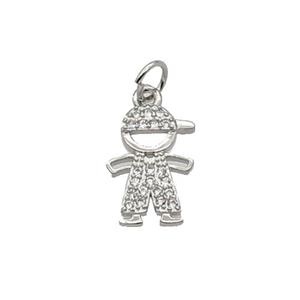 Copper Boy Pendant Pave Zircon Kids Platinum Plated, approx 10-14mm