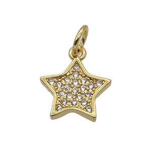 Copper Star Pendant Pave Zircon Gold Plated, approx 10mm