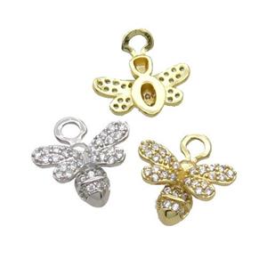 Copper Honeybee Pendant Pave Zircon Mixed, approx 9-12mm