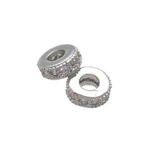 Copper Heishi Spacer Beads Pave Zircon Platinum Plated, approx 6mm