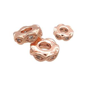 Copper Heishi Spacer Beads Pave Zircon Rose Gold, approx 6mm