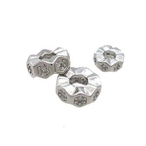 Copper Heishi Spacer Beads Pave Zircon Platinum Plated, approx 6mm