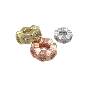 Copper Heishi Spacer Beads Pave Zircon Mixed, approx 6mm