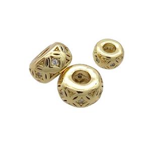 Copper Rondelle Spacer Beads Pave Zircon Gold Plated, approx 6mm