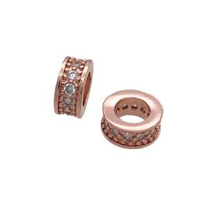 Copper Heishi Spacer Beads Pave Zircon Rose Gold, approx 8mm