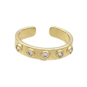 Copper Ring Pave Zircon Gold Plated, approx 4.5mm, 18mm dia