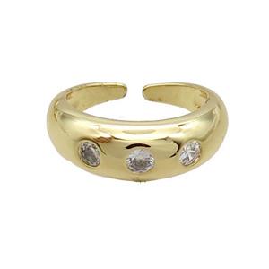 Copper Ring Pave Zircon Gold Plated, approx 7mm, 18mm dia