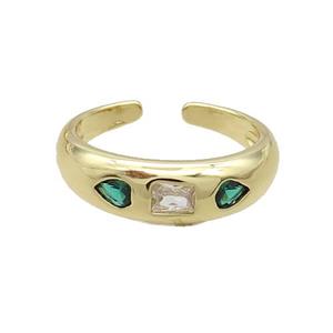 Copper Ring Pave Zircon Gold Plated, approx 7mm, 18mm dia