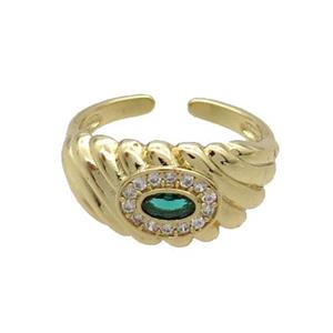 Copper Ring Pave Zircon Gold Plated, approx 10.5mm, 18mm dia