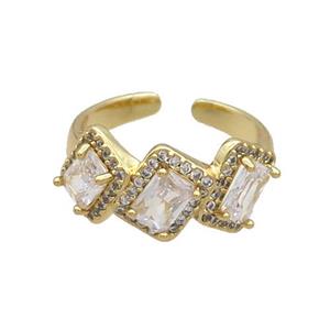 Copper Ring Pave Zircon Blue Crystal Gold Plated, approx 10mm, 18mm dia