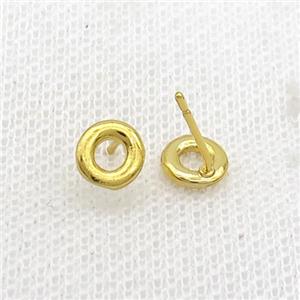 Copper Stud Earring O-Letter Gold Plated, approx 5-7mm