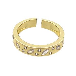 Copper Ring Pave Zircon Gold Plated, approx 4.5mm, 18mm dia