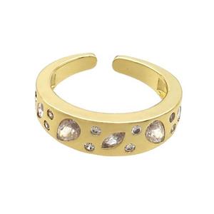 Copper Ring Pave Zircon Gold Plated, approx 6mm, 18mm dia